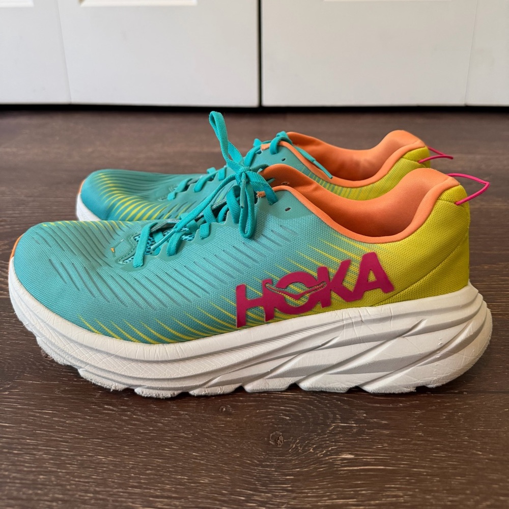 Hoka Rincon 3 Men's Teal Yellow Pink Orange Running Sneakers